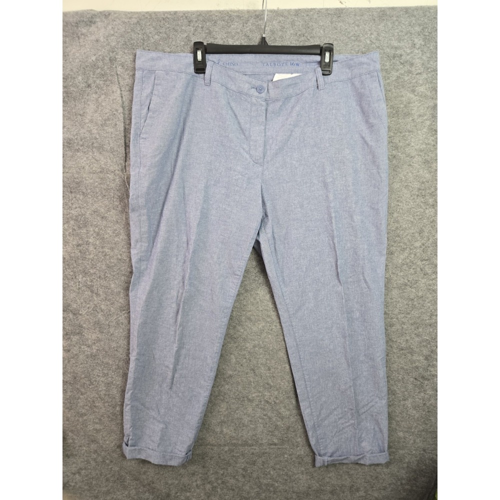 Talbots Blue Weekend Chino Pants Womens Plus Size 16W Cotton Casual